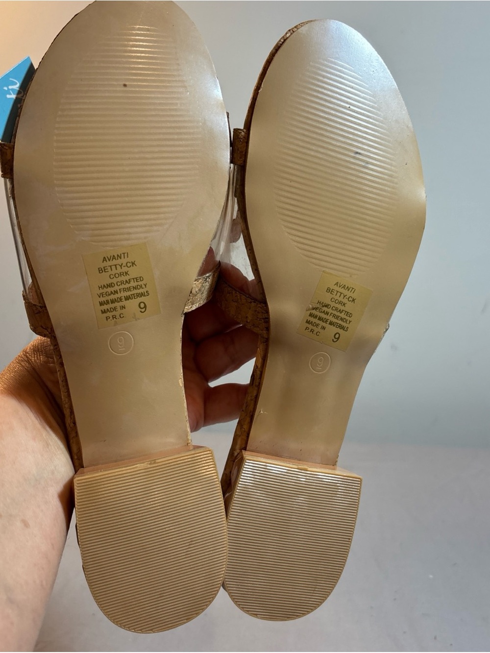 Avanti Cork-Textured Slide Mules with Clear Strap - Picture 7 of 9